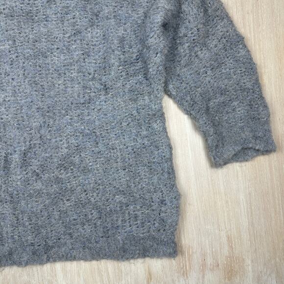 Free People Gray Turtleneck Alpaca Academia Fuzzy Pullover Knit Sweater Small - Picture 5 of 16